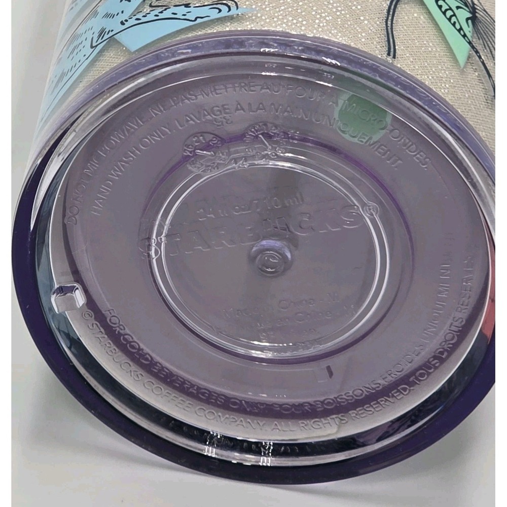 Starbucks 2024 Spring Easter Bunny Glitter Flowers Tumbler 24oz Venti Cup - Picture 9 of 15